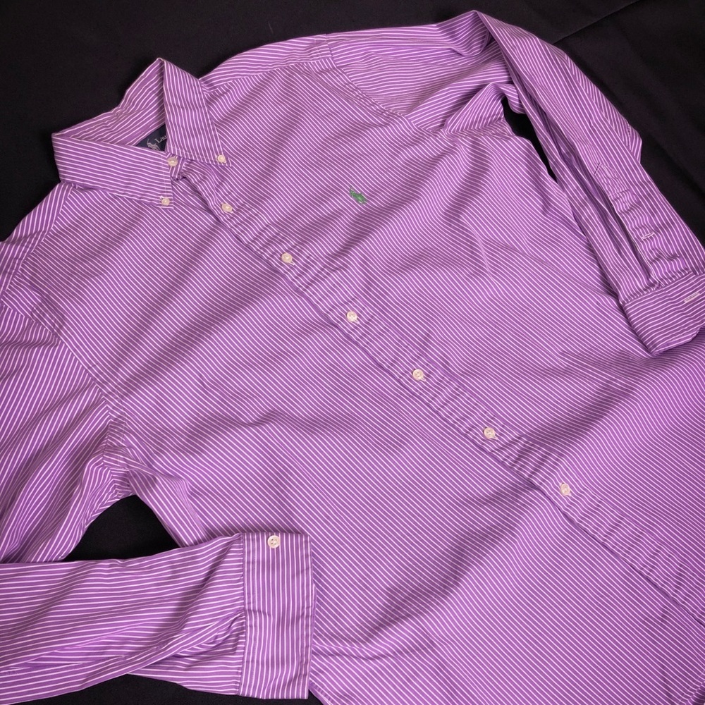 Ralph Lauren striped button-up shirt.